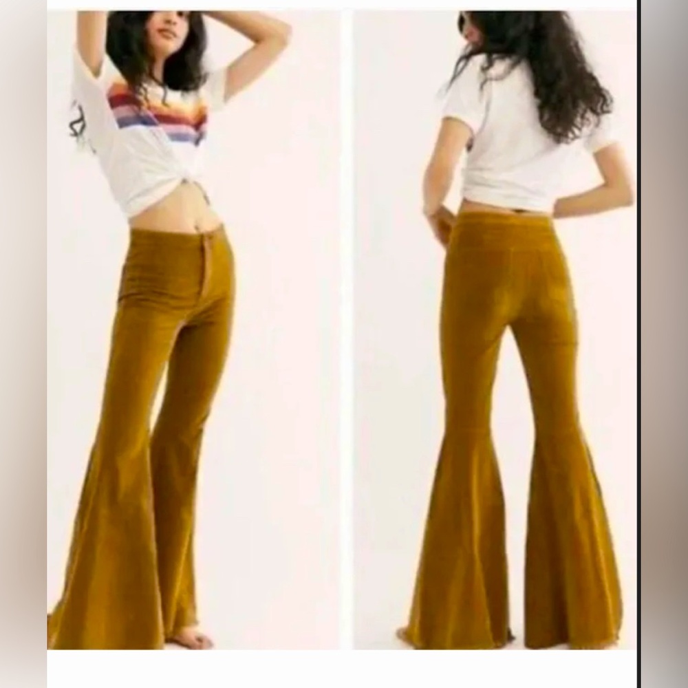 Free People Float On Corduroy Flare Fray Pant